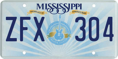 MS license plate ZFX304