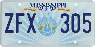 MS license plate ZFX305