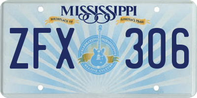 MS license plate ZFX306