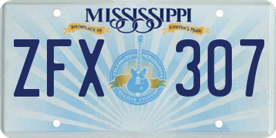 MS license plate ZFX307