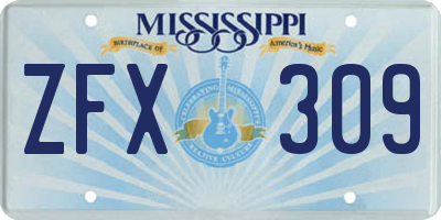 MS license plate ZFX309
