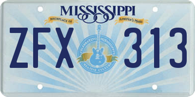 MS license plate ZFX313