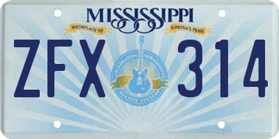 MS license plate ZFX314