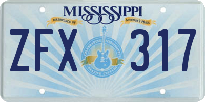 MS license plate ZFX317