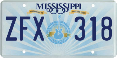 MS license plate ZFX318
