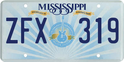 MS license plate ZFX319