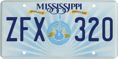 MS license plate ZFX320