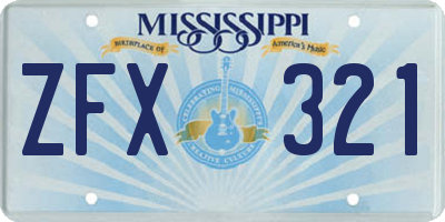 MS license plate ZFX321