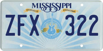 MS license plate ZFX322