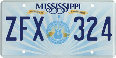 MS license plate ZFX324