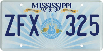 MS license plate ZFX325