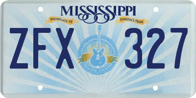 MS license plate ZFX327