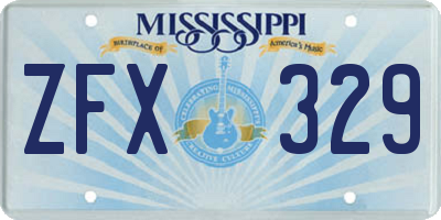 MS license plate ZFX329