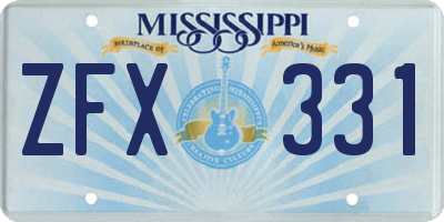 MS license plate ZFX331