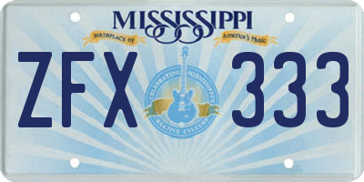 MS license plate ZFX333
