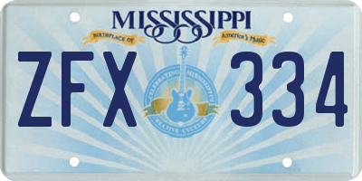 MS license plate ZFX334