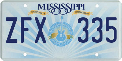 MS license plate ZFX335