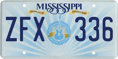 MS license plate ZFX336