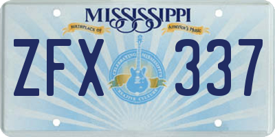 MS license plate ZFX337