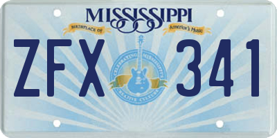 MS license plate ZFX341