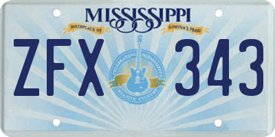 MS license plate ZFX343