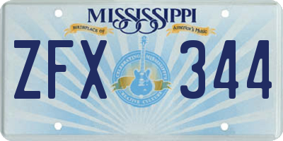 MS license plate ZFX344