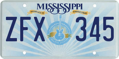 MS license plate ZFX345