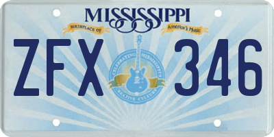 MS license plate ZFX346