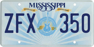 MS license plate ZFX350