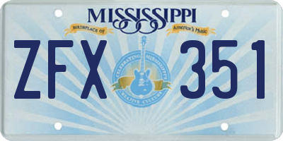 MS license plate ZFX351