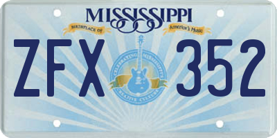 MS license plate ZFX352