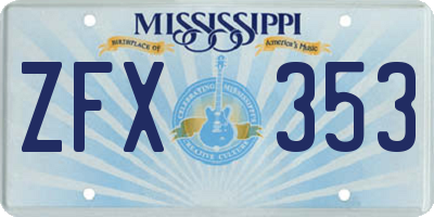 MS license plate ZFX353