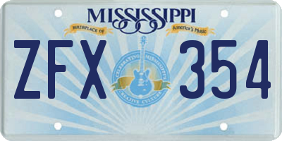 MS license plate ZFX354