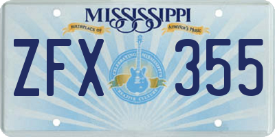 MS license plate ZFX355