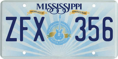 MS license plate ZFX356