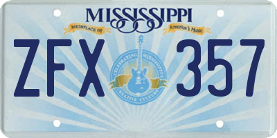 MS license plate ZFX357