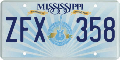MS license plate ZFX358