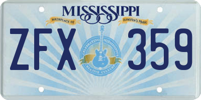 MS license plate ZFX359