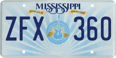 MS license plate ZFX360