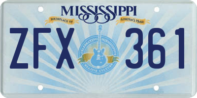 MS license plate ZFX361