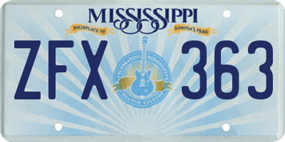 MS license plate ZFX363
