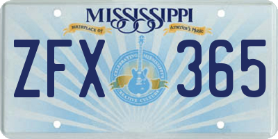 MS license plate ZFX365