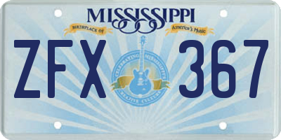 MS license plate ZFX367