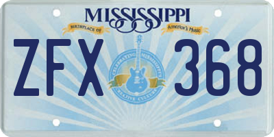 MS license plate ZFX368