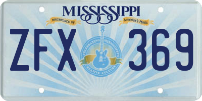 MS license plate ZFX369