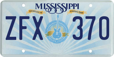 MS license plate ZFX370