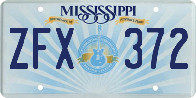 MS license plate ZFX372