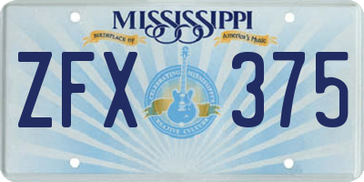 MS license plate ZFX375
