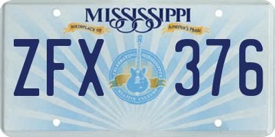 MS license plate ZFX376