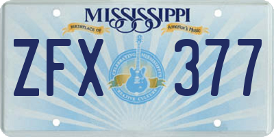 MS license plate ZFX377